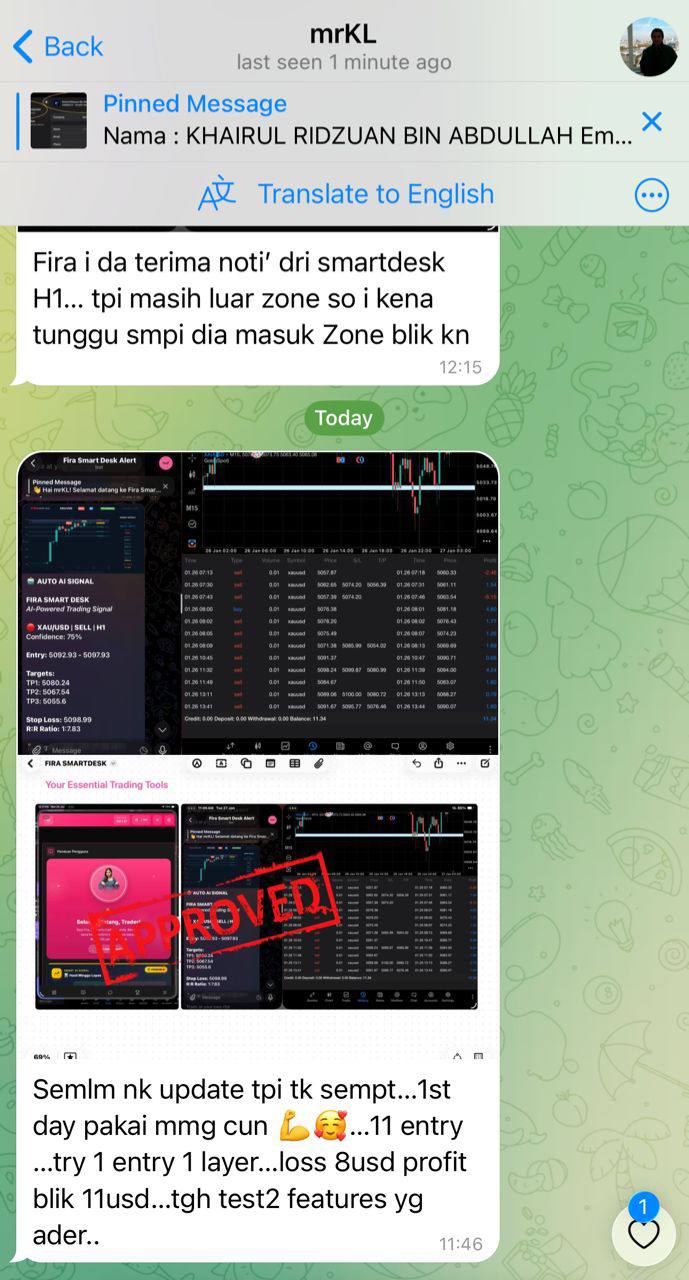 Client feedback screenshot