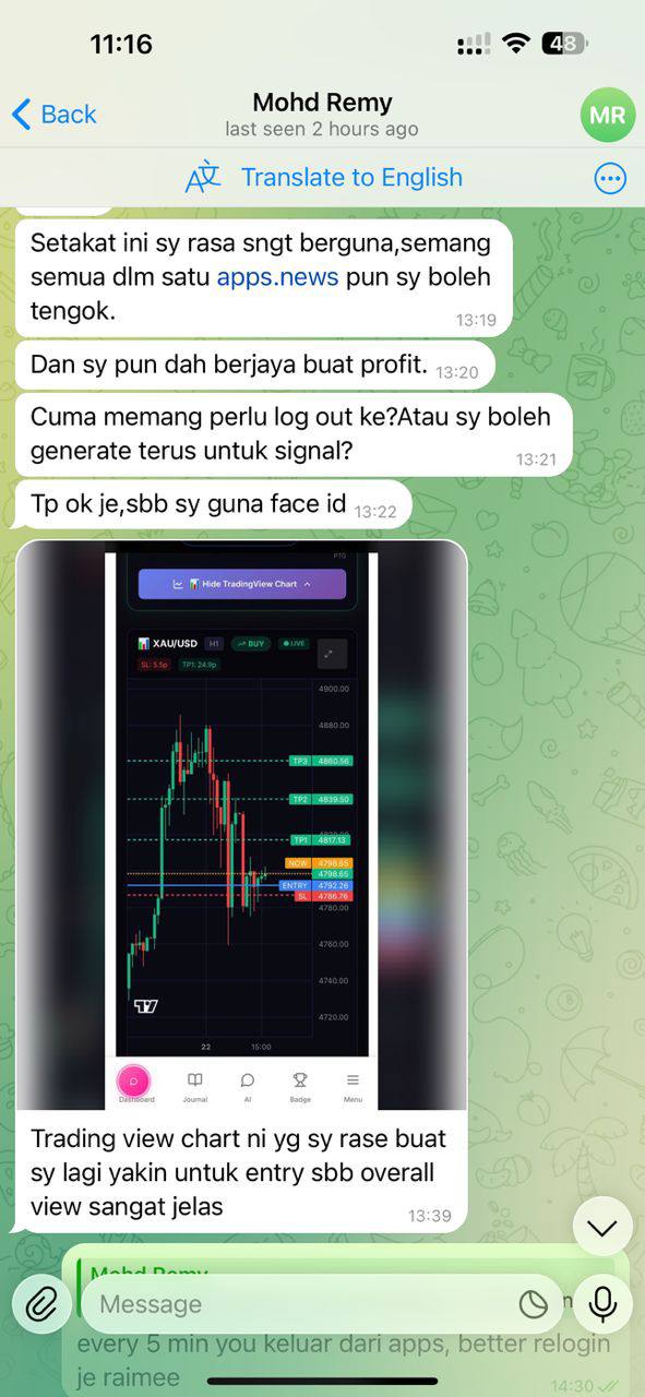 Client feedback screenshot